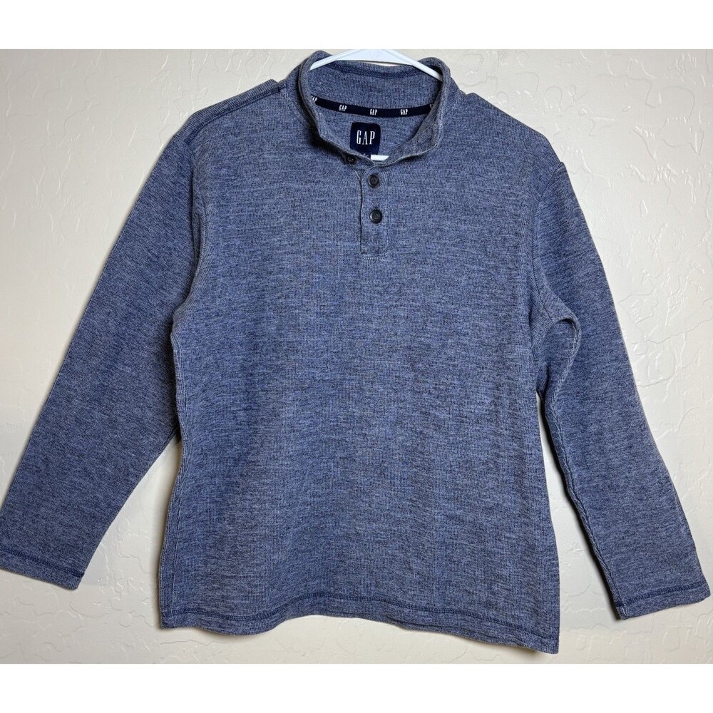 GAP Men's Blue Knit Henley Button Pullover Sweater Long Sleeve Size S
